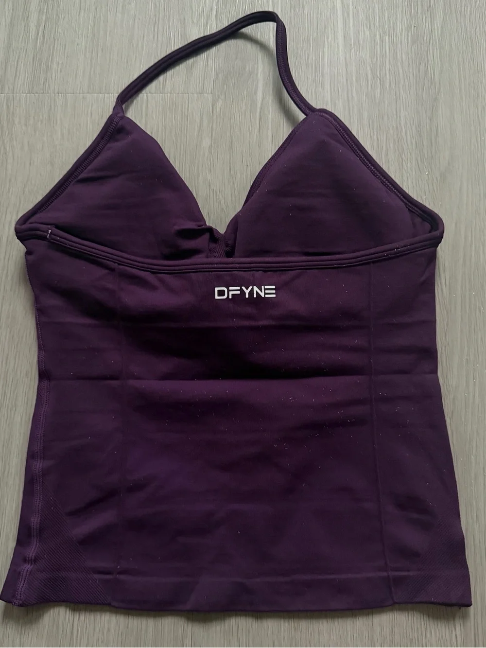 DFyne purple impact sports bra and shorts set